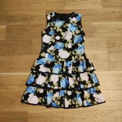 ジーザスディアマンテ バロックroseフリルワンピ JAPONローズ柄ブルー