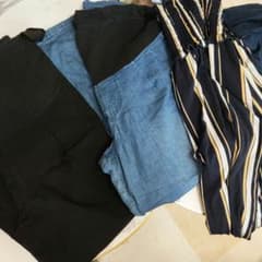 マタニティパンツ　ワンピ　UVパーカー 4点セット　ジーンズ　マキシ丈ロングのサムネイル