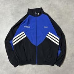 90s古着adidasアディダスナイロンジャケット総柄刺繍トレフォイルロゴ30のサムネイル
