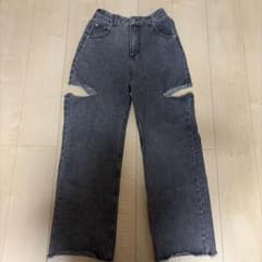 サイドカット デニムパンツ ブラックのサムネイル