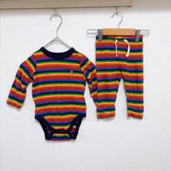 Baby Gapクマ刺繍ボーダーロンパースパンツセットアップ70 6-12のサムネイル