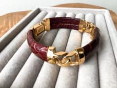 LOEWE】ロエベ レザー×ゴールドチェーン ブレスレット ヴィンテージ