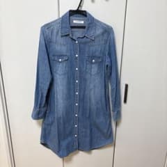 デニムブルー ロングシャツ 長袖のサムネイル