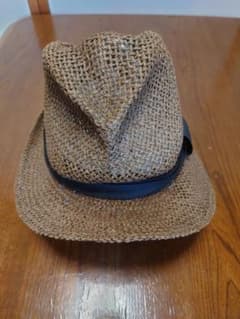 ブラウン フェドーラ 麦わら帽子