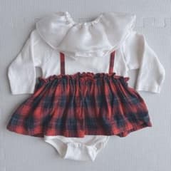 petit mainチェック柄 ロンパース 70cmのサムネイル