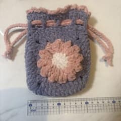 ラメ入り花モチーフ巾着袋 手作り ハンドメイド プリンセスモールのサムネイル