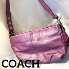 美品】COACH ショルダーバッグ ムラサキ - メルカリ