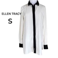 ELLEN TRACY バイカラー長袖シャツ S ホワイト/ブラック 即日発送のサムネイル