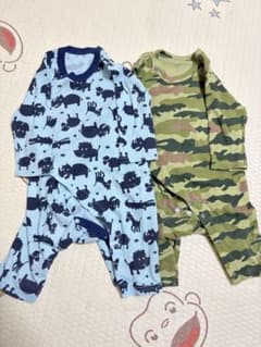恐竜柄と迷彩柄ロンパース 60-70cmのサムネイル