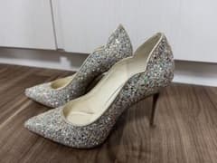 DIANA アイボリー ゴールド　スパンコール ハイヒール 23.5cmのサムネイル
