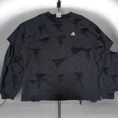 adidas ayne 1点物 ダメージ加工 ブラック トレーナー - メルカリ