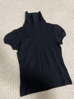 【Simonetta 】ハイネック 半袖 トップス 黒　ウール　　上品のサムネイル