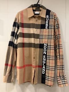 BURBERRY ロゴパッチワークプリント長袖シャツ バーバリー　Lのサムネイル