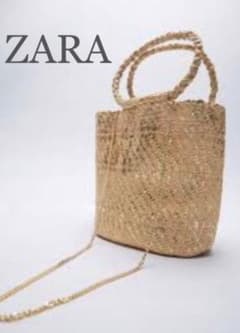 2way ゴールド　ミディ　ショルダー　トート　カゴバック♩ZARAのサムネイル