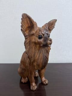 スワールウッド　天然無垢材　チワワ　木彫り　手彫り　木製　置物　犬　ハンドメイド スワールウッド 天然無垢材 チワワ 木彫り 手彫り 木製 置物 犬