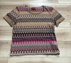ミッソーニ　半袖ニット 美品☆ MISSONI ミッソーニ 総柄 半袖 ニットトップス 44 - メルカリ