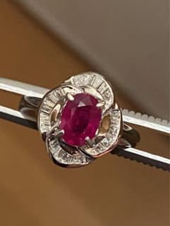 天然ルビーリング ビルマ産 1.143ct Dia0.34ct - メルカリ