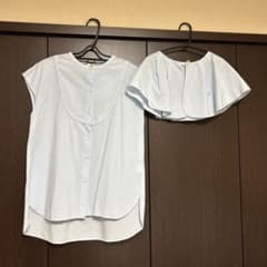 ノースリーブ ブラウス ケープ付き ライトブルーのサムネイル