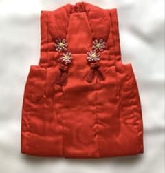 赤色 被布着 花模様刺繍のサムネイル