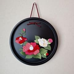 椿 つばき 花 くるみ絵 押絵 壁掛けのサムネイル