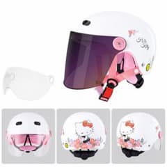 ハローキティ ヘルメット ピンク/マットブラック原付可愛いハーフ