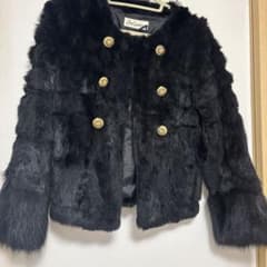 キットソン ジョエルグリーン コート 毛皮 リアルファー ラビット 