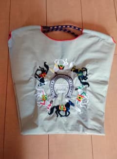 レディース 刺繍 エコバッグ M ホワイト ナイロン ボールアンドチェーンのサムネイル