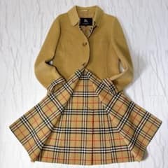 BURBERRY ダブルフェイスコート ノバチェック カシミヤ混 38 三陽商会