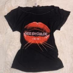 SEE BY CHLOE リッププリント 半袖Tシャツ ブラックのサムネイル