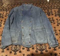 フランス　1930s インディゴリネン　メカニックジャケット　ビンテージ