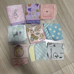 Character mini towels and handkerchiefs, bundle sale: Disney, Sumikko Gurashi, and others.