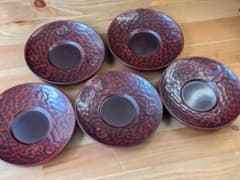 鎌倉彫 茶托 5枚セット 木製 漆塗り 和食器 茶道具 来客用 - メルカリ