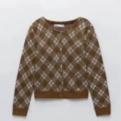 zara アーガイル柄　カーディガンのサムネイル