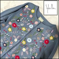 シビラ/Sybilla】フラワー刺繍 カーディガン ニット お花 手洗い M