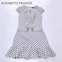 ELISABETTA FRANCHI✨️ミニ丈ドレス 総柄 ゴールド金具 42 ELISABETTA FRANCHI✨️ミニ丈ドレス 総柄 ゴールド金具 42 - メルカリ