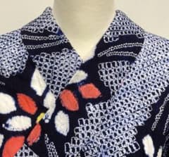 美品 有松鳴海絞り 浴衣 花柄 紺 - メルカリ