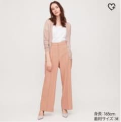 ユニクロ、UNIQLO、ハイウエストワイドパンツ、センタープレス（縫付けタイプのサムネイル