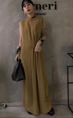 美品】Ameri DRAPE RIBBON I LINE DRESS - メルカリ