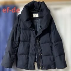 30 ef-de ダウンジャケット 美品 襟元ふんわり防寒アウター 黒 13号 