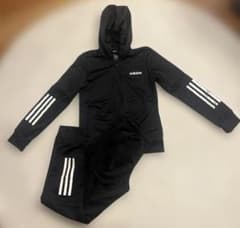 adidas キッズ ジャージ 上下セット ブラック 140cmのサムネイル