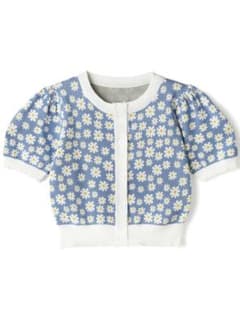 デイジー花柄ショート丈ニットカーディガンのサムネイル