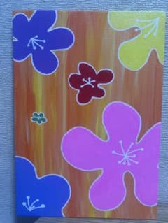 手描きアート カラフルな花々のポップな世界のサムネイル