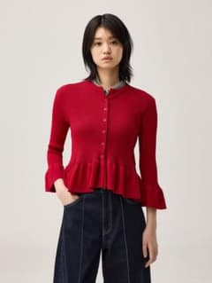 GU rokh リブフリルカーディガン 7レッド M 値下げ可能のサムネイル