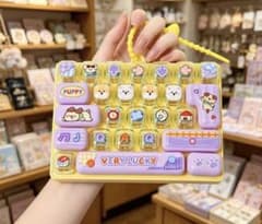 キーボード型 フィジェットトイ キーホルダー イエロー パープル 無限カチカチのサムネイル