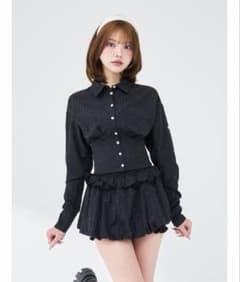 Darich ダーリッチ ビジューシャツバルーンミニセットアップ ブラック FLのサムネイル