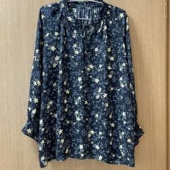 レディース 花柄 プルオーバー長袖チュニックブラウスのサムネイル