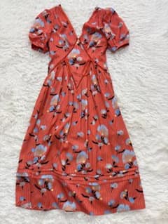 セルフポートレイト 半袖　ロングワンピース　両Ｖネック UK10 US6 総柄 セルフポートレイト 半袖 ロングワンピース 両Vネック UK10 US6 総柄