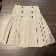 グレー プリーツスカート ダブルボタン ひざ丈のサムネイル
