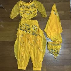 キッズ ベリーダンス 衣装4点セット イエローのサムネイル