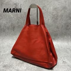 希少 訳あり】MARNI マルニ レザー トートバッグ レッド 三角 本革